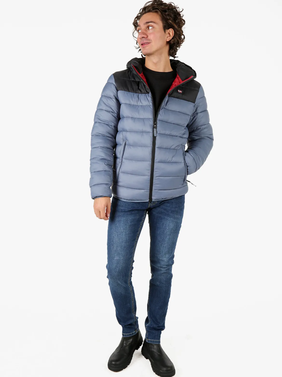 Norway Giubbotto imbottito da uomo con cappuccio e zip - cielo
