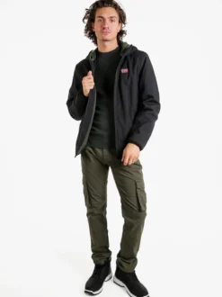 Norway Giubbotto impermeabile da uomo con cappuccio e zip - nero