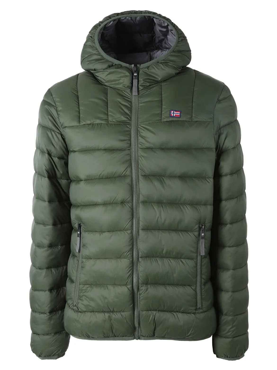 Norway Giubbotto piumino da uomo con cappuccio e zip - militare