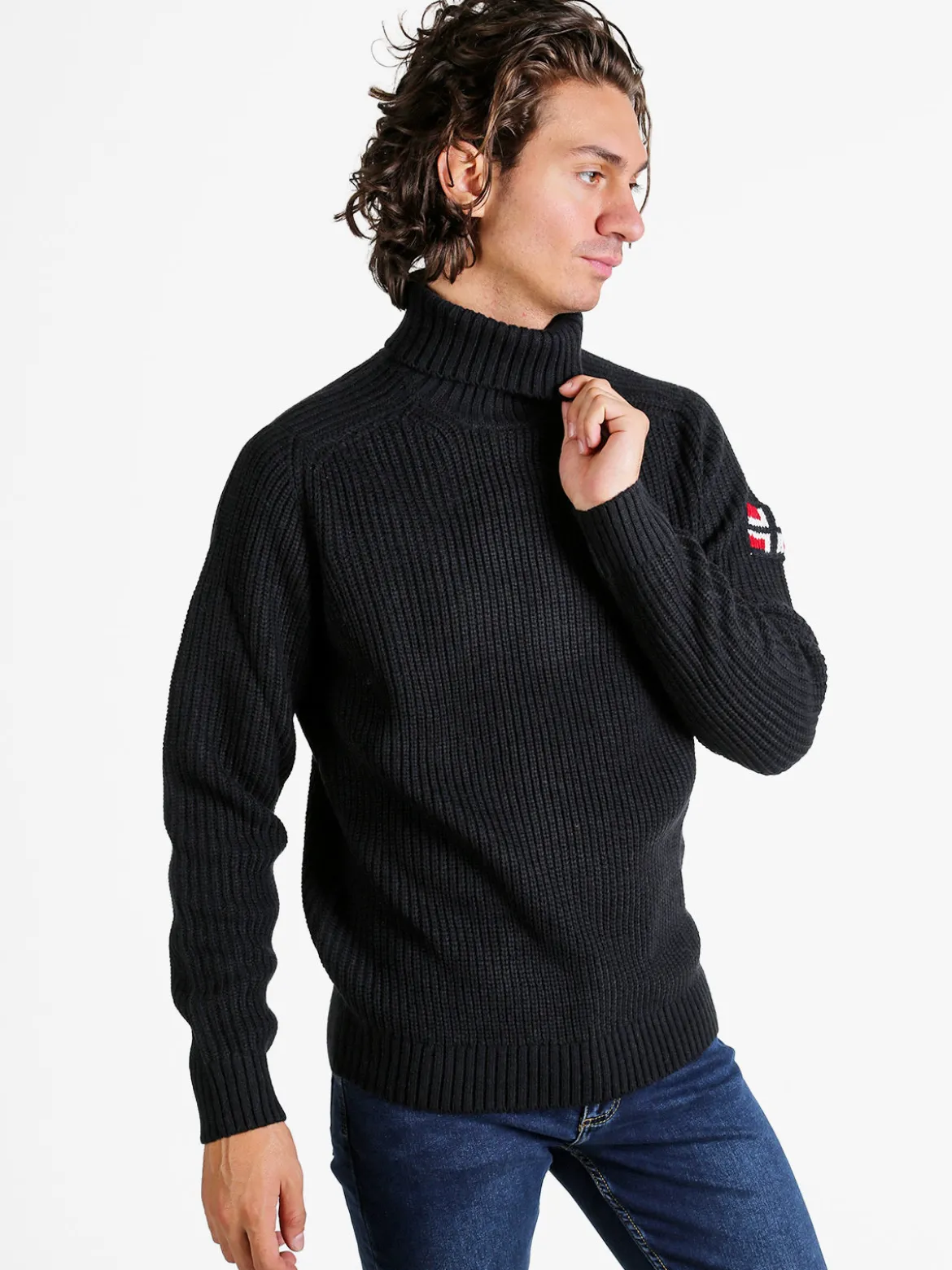 Norway Maglione dolcevita da uomo in misto lana - blu scuro