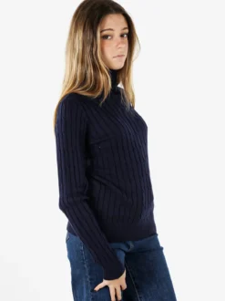 Norway Maglione dolcevita donna a trecce - blu scuro