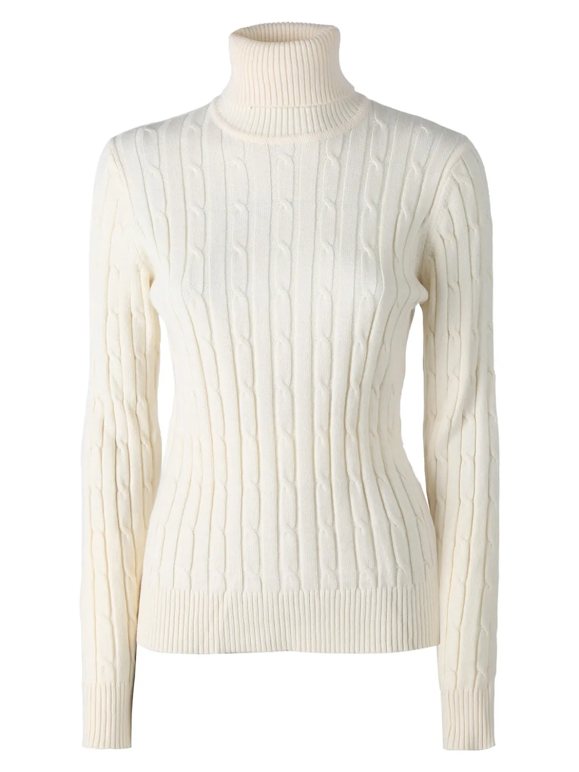 Norway Maglione dolcevita donna a trecce - panna