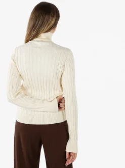 Norway Maglione dolcevita donna a trecce - panna