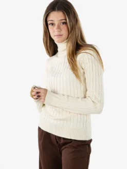 Norway Maglione dolcevita donna a trecce - panna