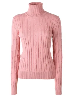 Norway Maglione dolcevita donna a trecce - rosa