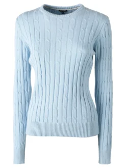 Norway Maglione girocollo da donna a trecce - azzurro