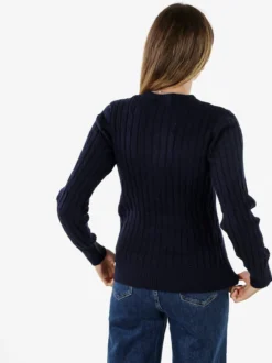 Norway Maglione girocollo da donna a trecce - blu scuro