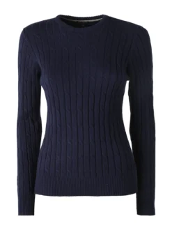 Norway Maglione girocollo da donna a trecce - blu scuro