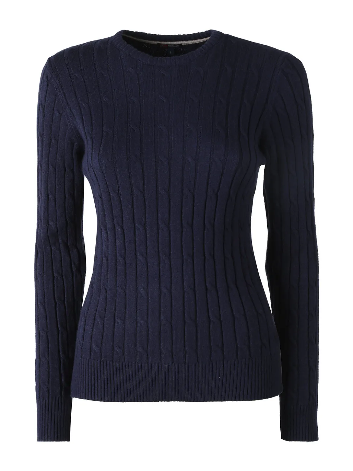 Norway Maglione girocollo da donna a trecce - blu scuro
