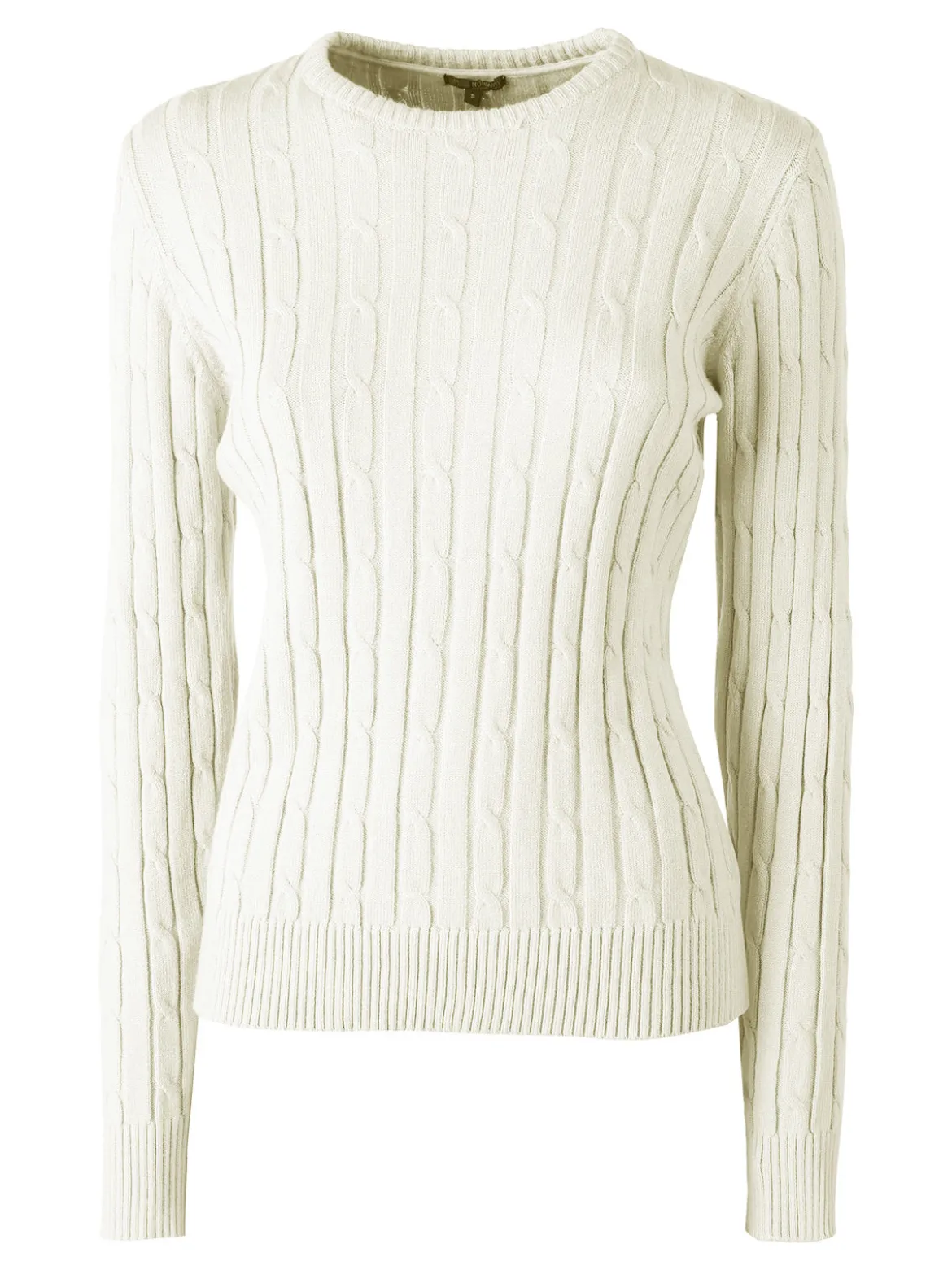 Norway Maglione girocollo da donna a trecce - panna