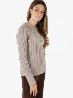 Norway Maglione girocollo da donna a trecce - sabbia
