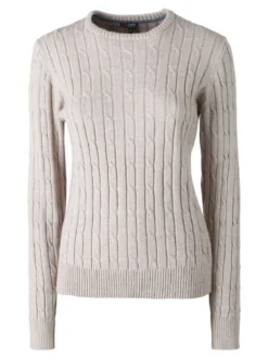 Norway Maglione girocollo da donna a trecce - sabbia