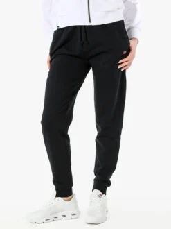 Norway Pantaloni tuta da donna in cotone con coulisse e polsini - nero