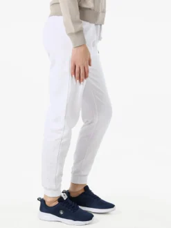 Norway Pantaloni tuta da donna in cotone con coulisse e polsini - bianco