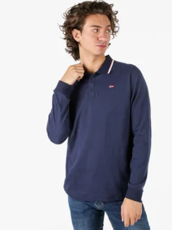 Norway Polo da uomo a maniche lunghe in cotone - blu scuro