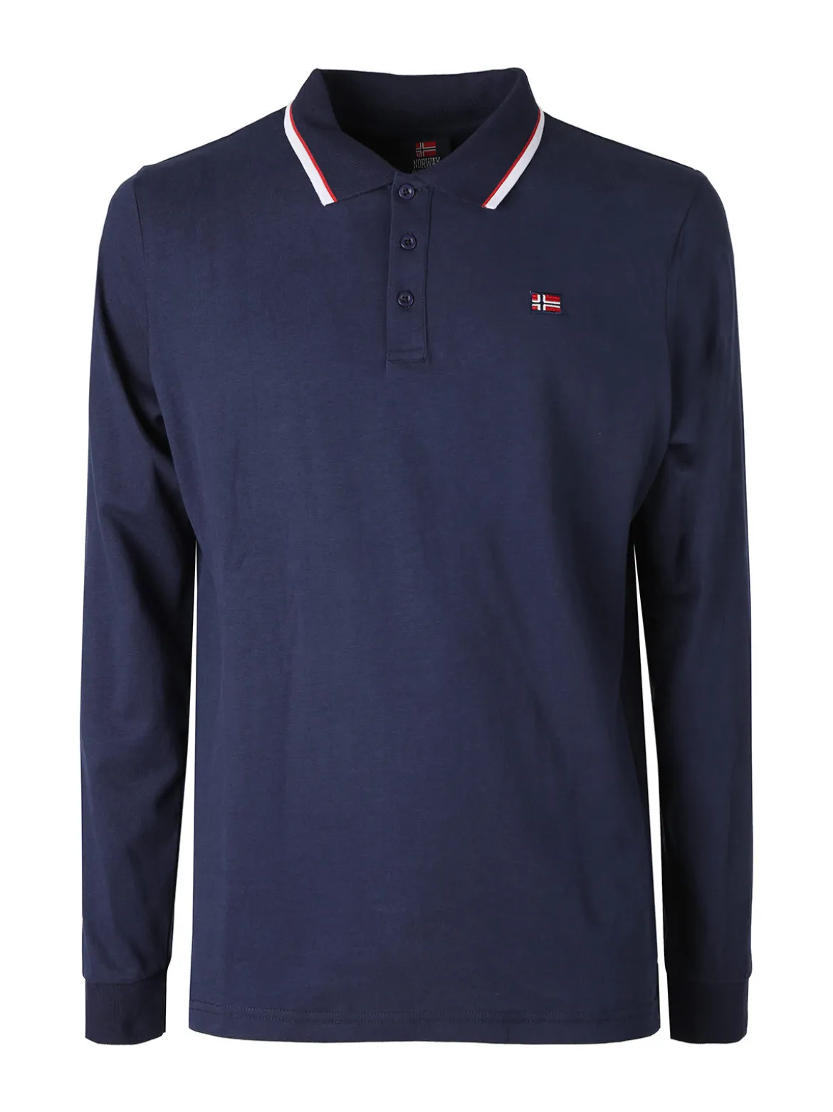 Norway Polo da uomo a maniche lunghe in cotone - blu scuro