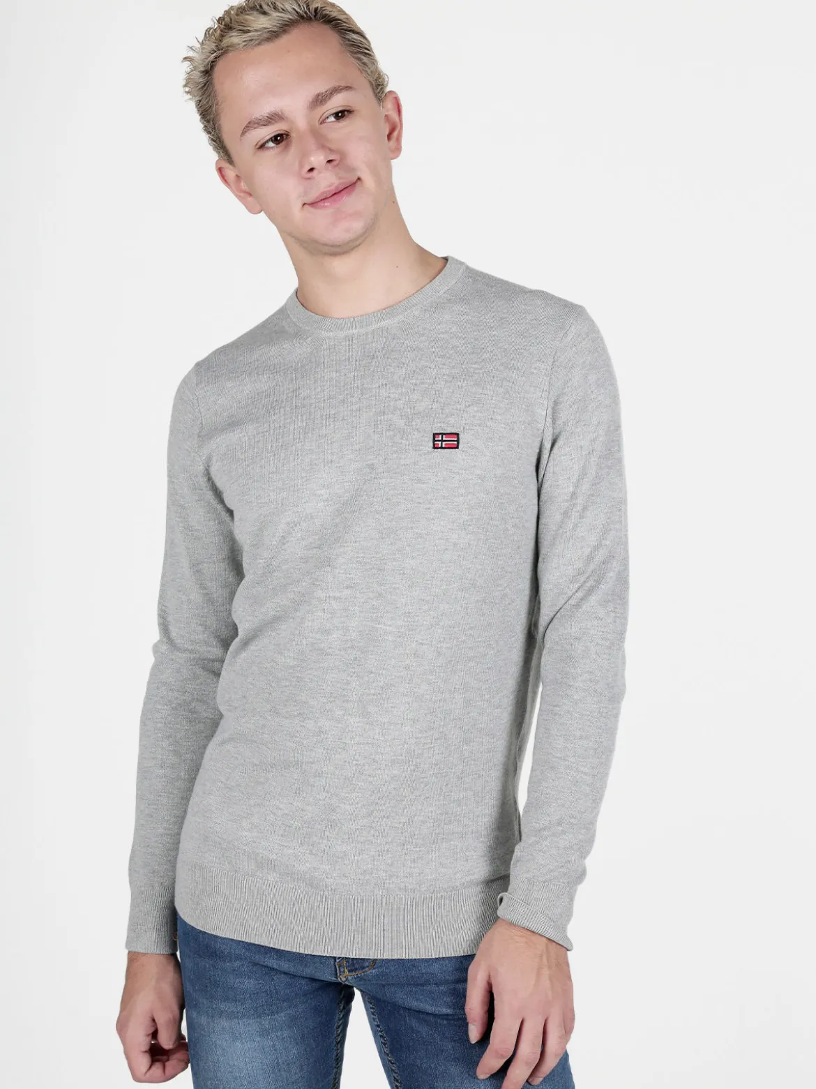 Norway Pullover girocollo da uomo in maglia tinta unita