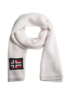 Norway Sciarpa da uomo in maglia con logo - panna