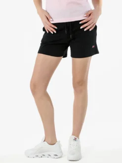 Norway Shorts donna sportivi in cotone con coulisse e logo - nero