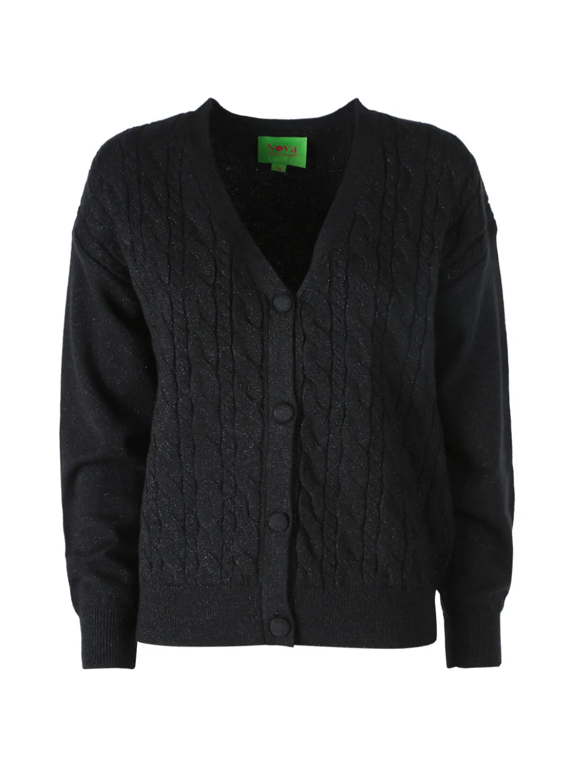 Nova Cardigan donna a trama intrecciata - nero