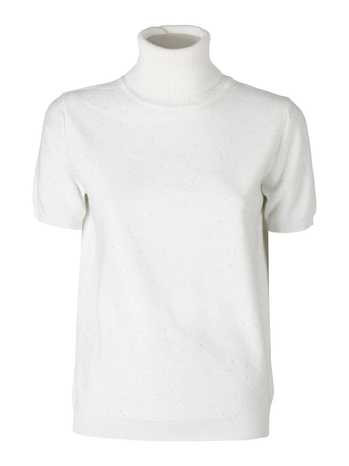 Nova Maglia dolcevita da donna a maniche corte - bianco