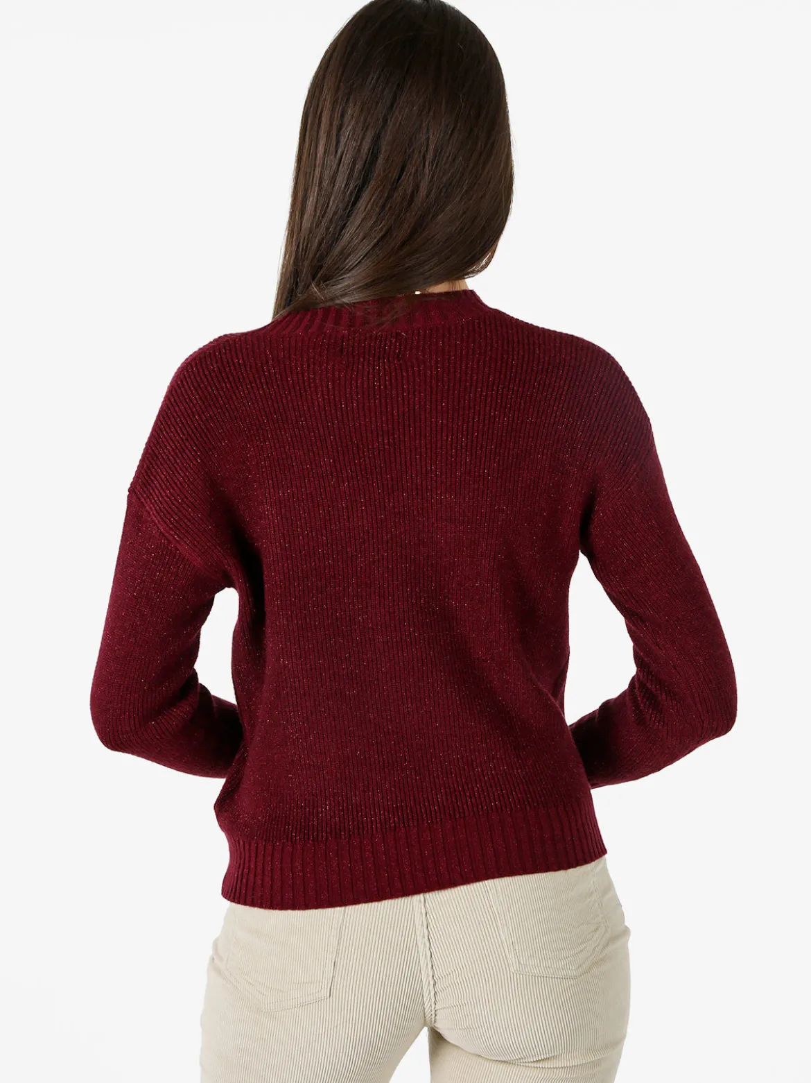 Nova Maglione girocollo da donna lurex - bordeaux