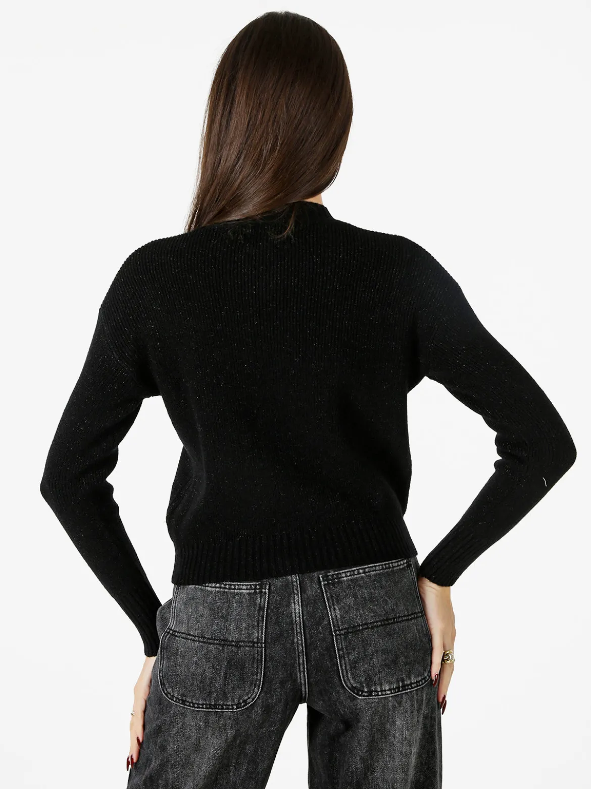 Nova Maglione girocollo da donna lurex - nero