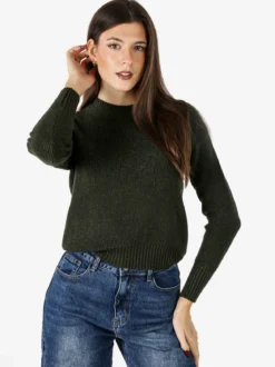 Nova Maglione girocollo da donna lurex - verde scuro