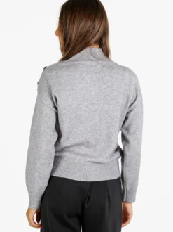 Nova Pullover donna a collo alto con bottoni - grigio