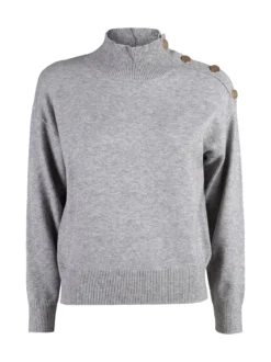 Nova Pullover donna a collo alto con bottoni - grigio