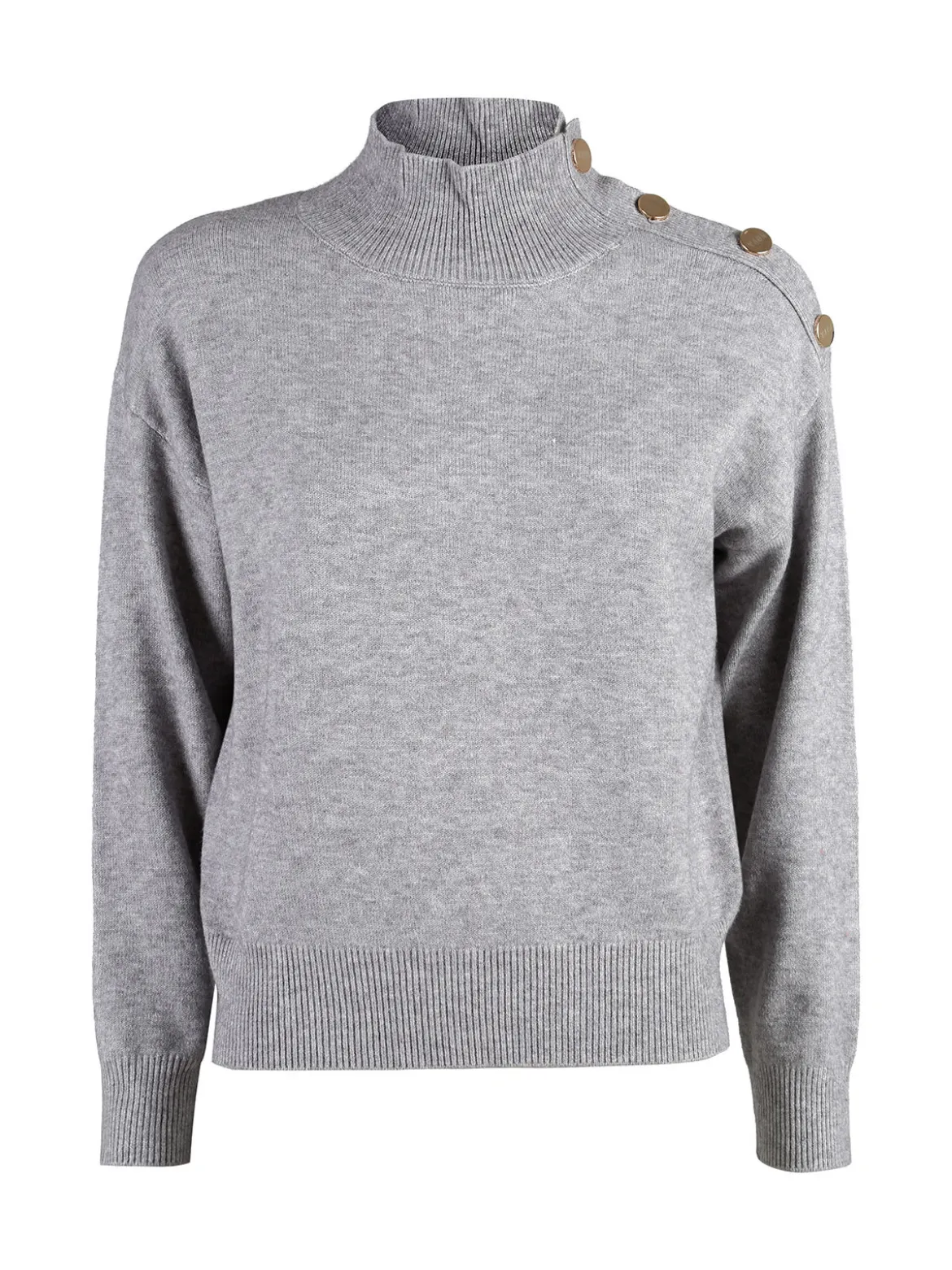 Nova Pullover donna a collo alto con bottoni - grigio