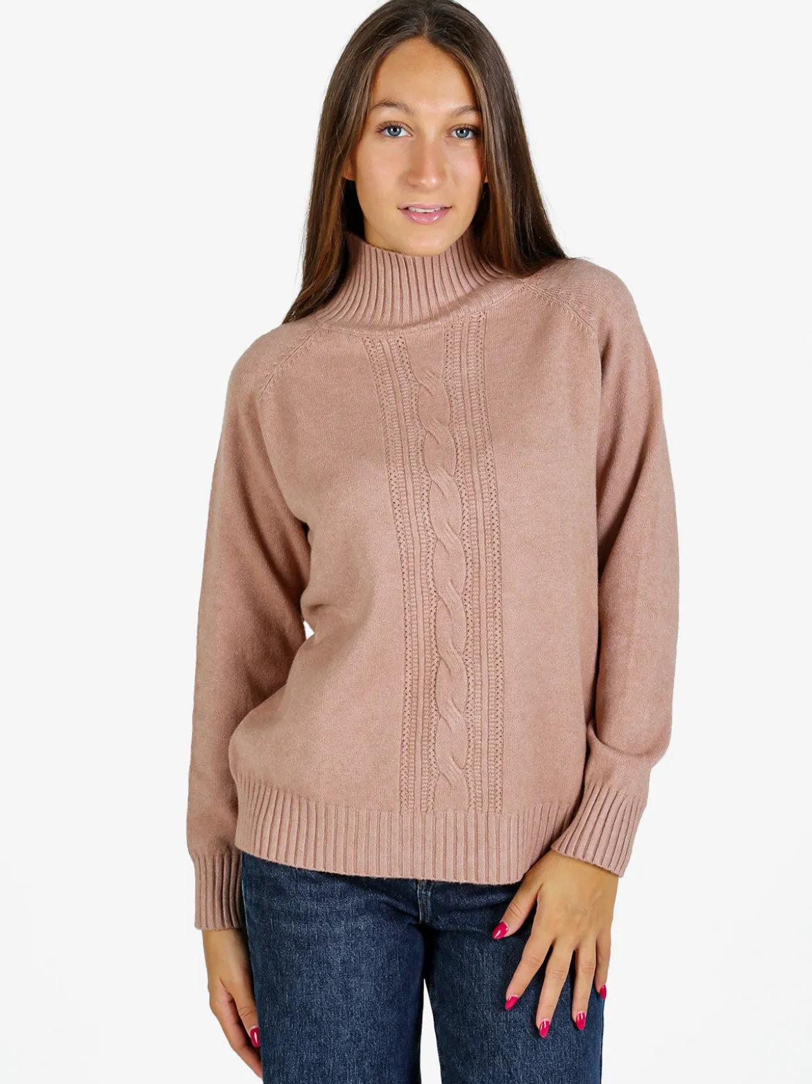 Nova Pullover donna con collo alto - taupe