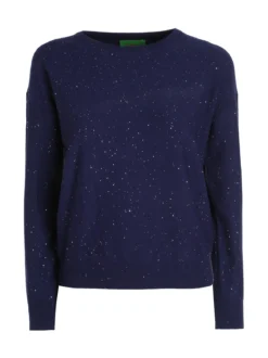 Nova Pullover donna girocollo con strass - blu