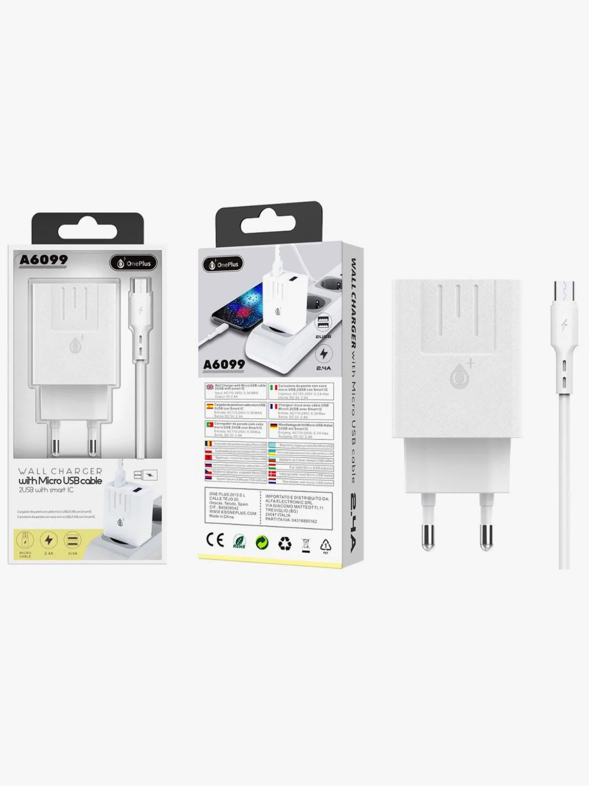 Oneplus Caricatore da parete con cavo micro usb