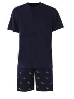 Paul Martin Pigiama corto da uomo in cotone naturale - blu scuro