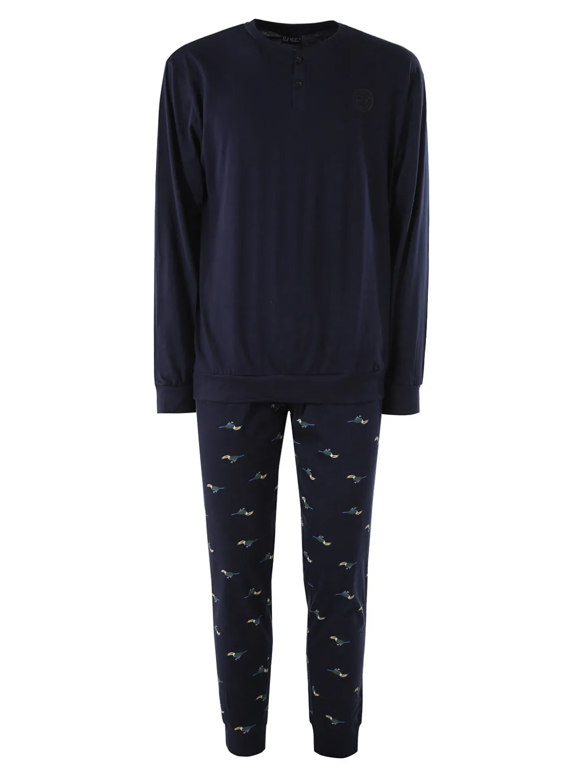 Paul Martin Pigiama lungo da uomo in cotone naturale - blu scuro