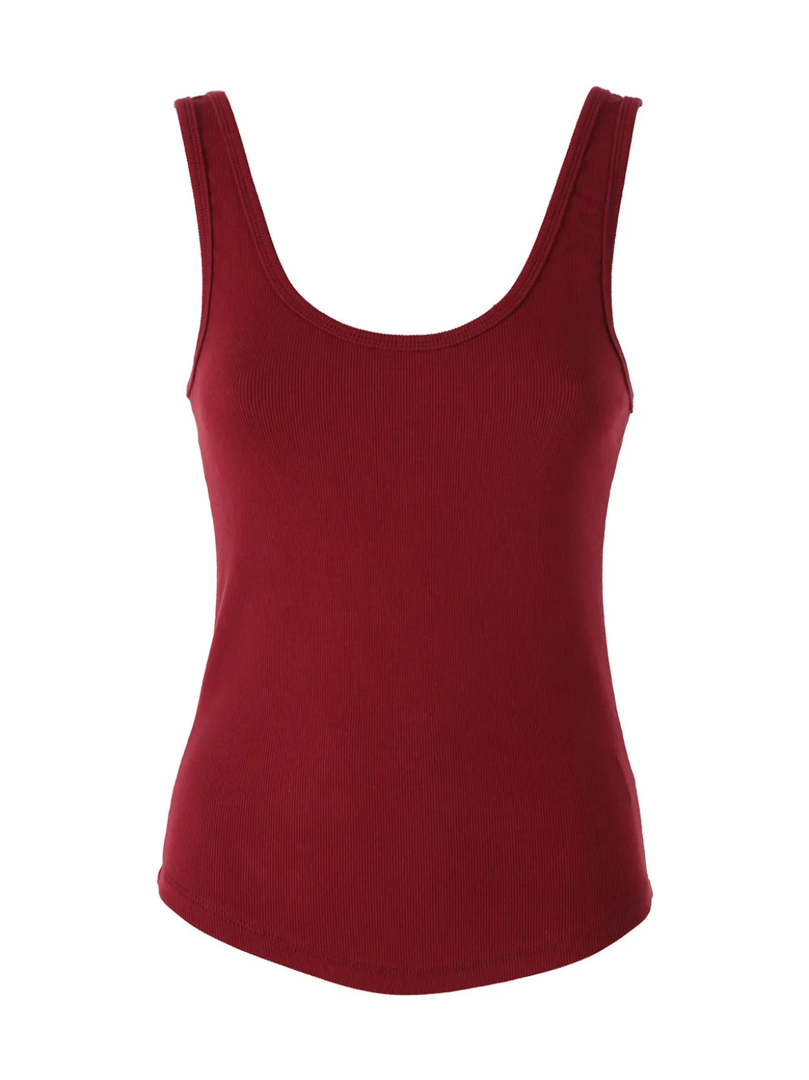 Peafowl Top da donna in cotone elasticizzato a costine - bordeaux