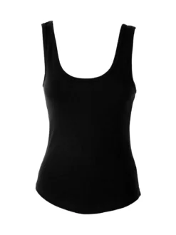 Peafowl Top da donna in cotone elasticizzato a costine - nero