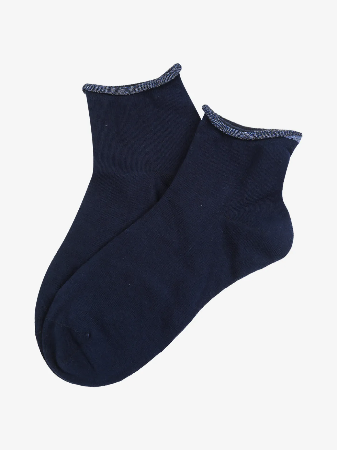 Pierre Cardin Calze corte da donna in cotone con bordo in lurex - blu scuro
