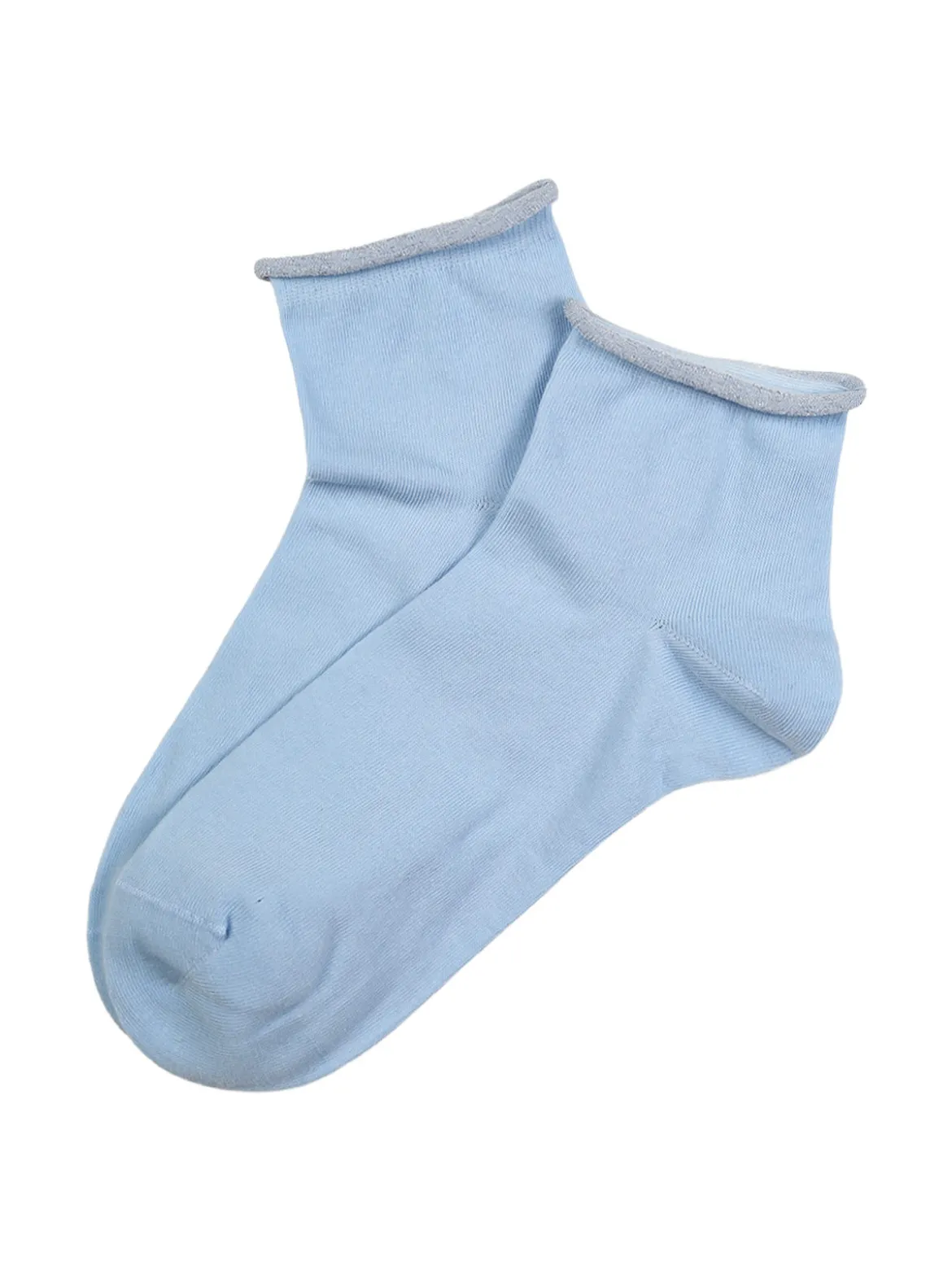 Pierre Cardin Calze corte da donna in cotone con bordo in lurex - azzurro