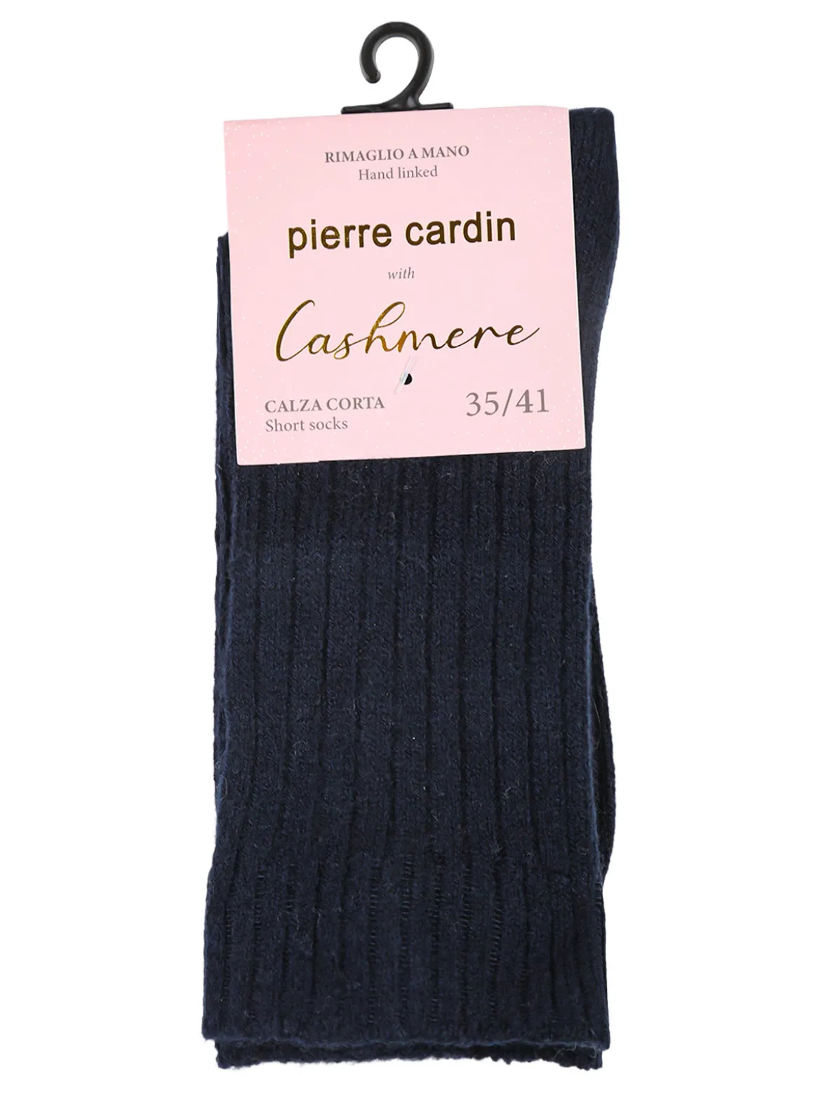 Pierre Cardin Calze corte donna in misto lana e cashmere a costine - blu scuro