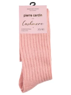 Pierre Cardin Calze lunghe in misto lana e cashmere a costine - rosa