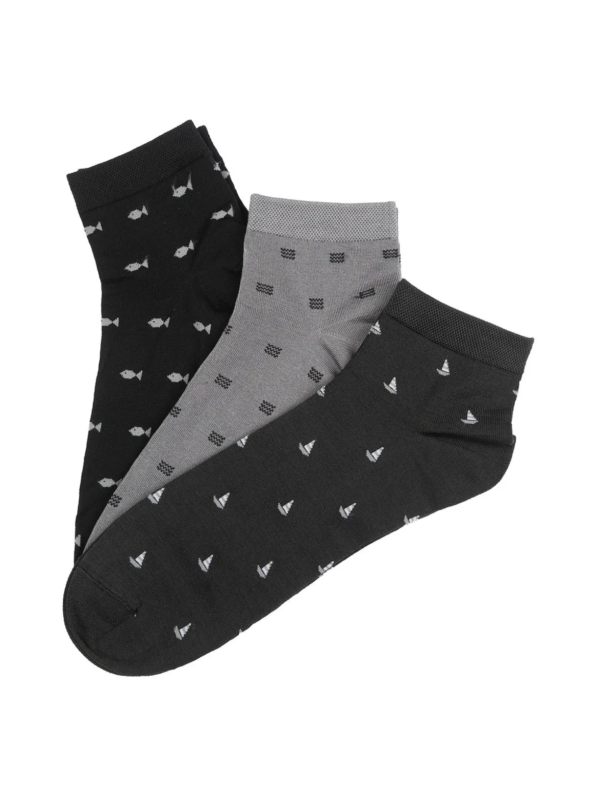 Pierre Cardin Confezione da 3 paia di calze corte da uomo in filo di scozia con stampe