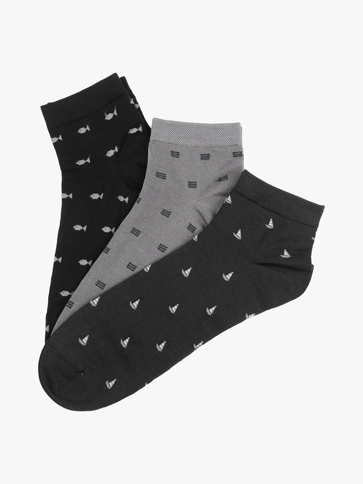 Pierre Cardin Confezione da 3 paia di calze corte da uomo in filo di scozia con stampe