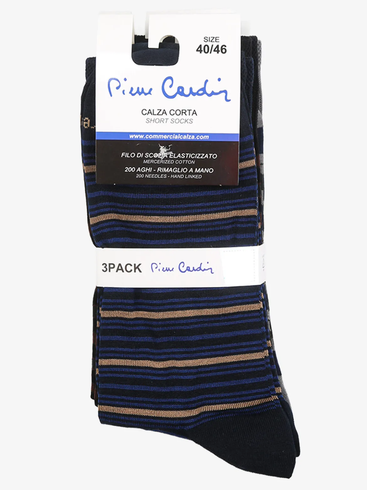 Pierre Cardin Confezione da 3 paia di calze corte da uomo rigate in filo di scozia