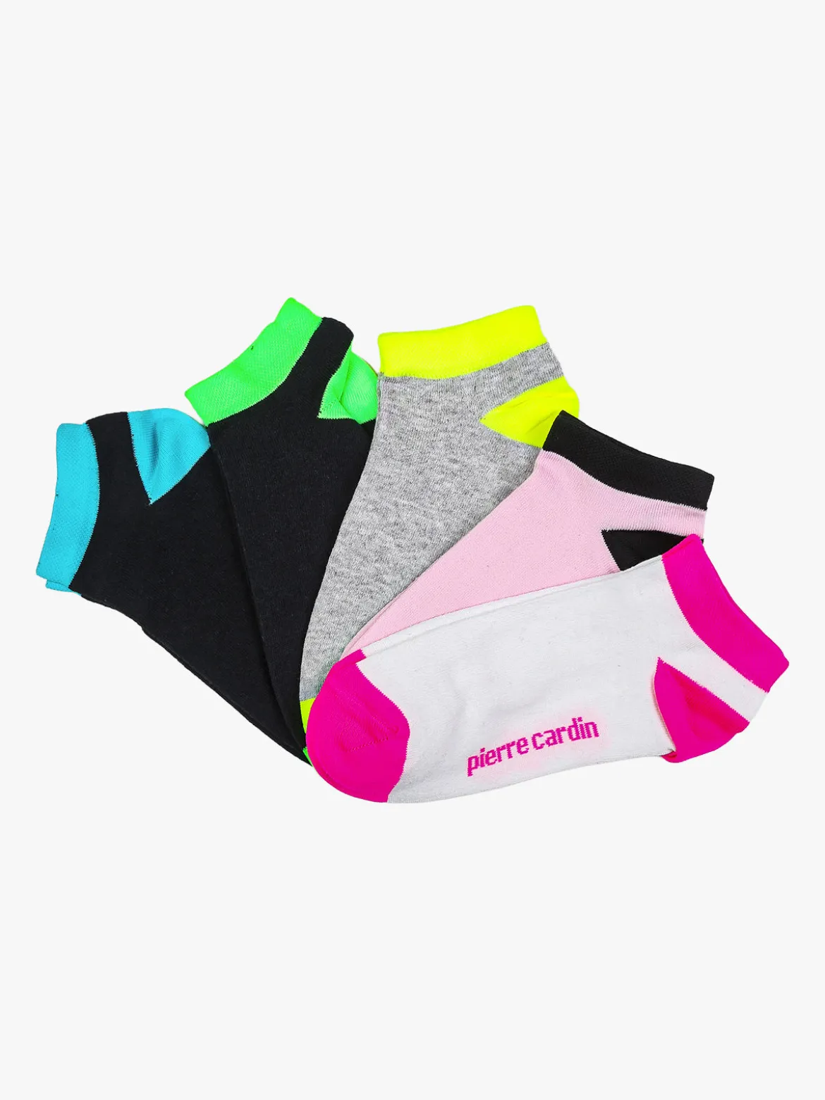 Pierre Cardin Confezione da 5 paia di calze corte fluo da donna in cotone
