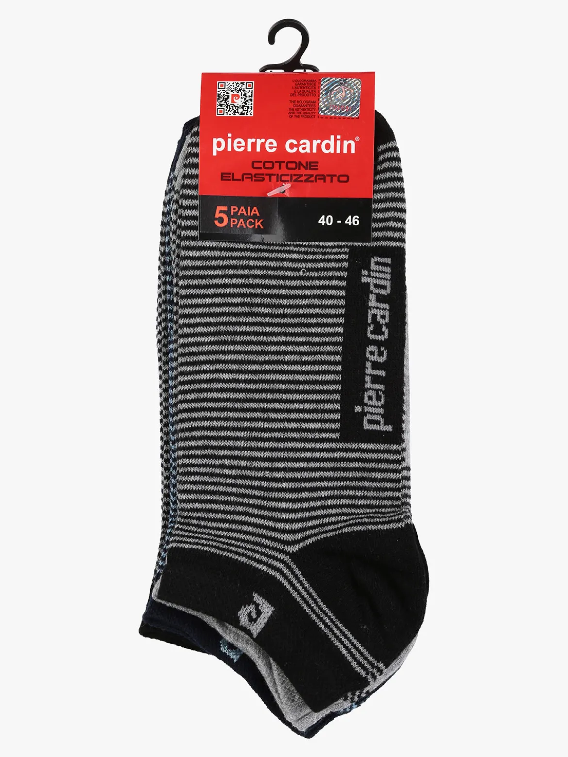 Pierre Cardin Set di 5 paia di calze corte rigate da uomo