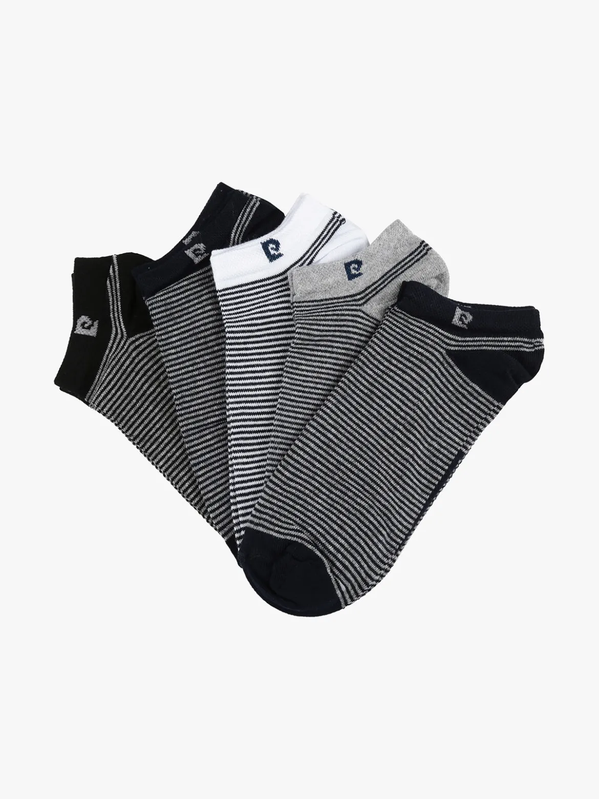 Pierre Cardin Set di 5 paia di calze corte rigate da uomo