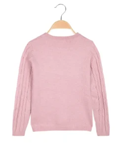 Pink Baby Maglione a treccia da bambina con sciarpa