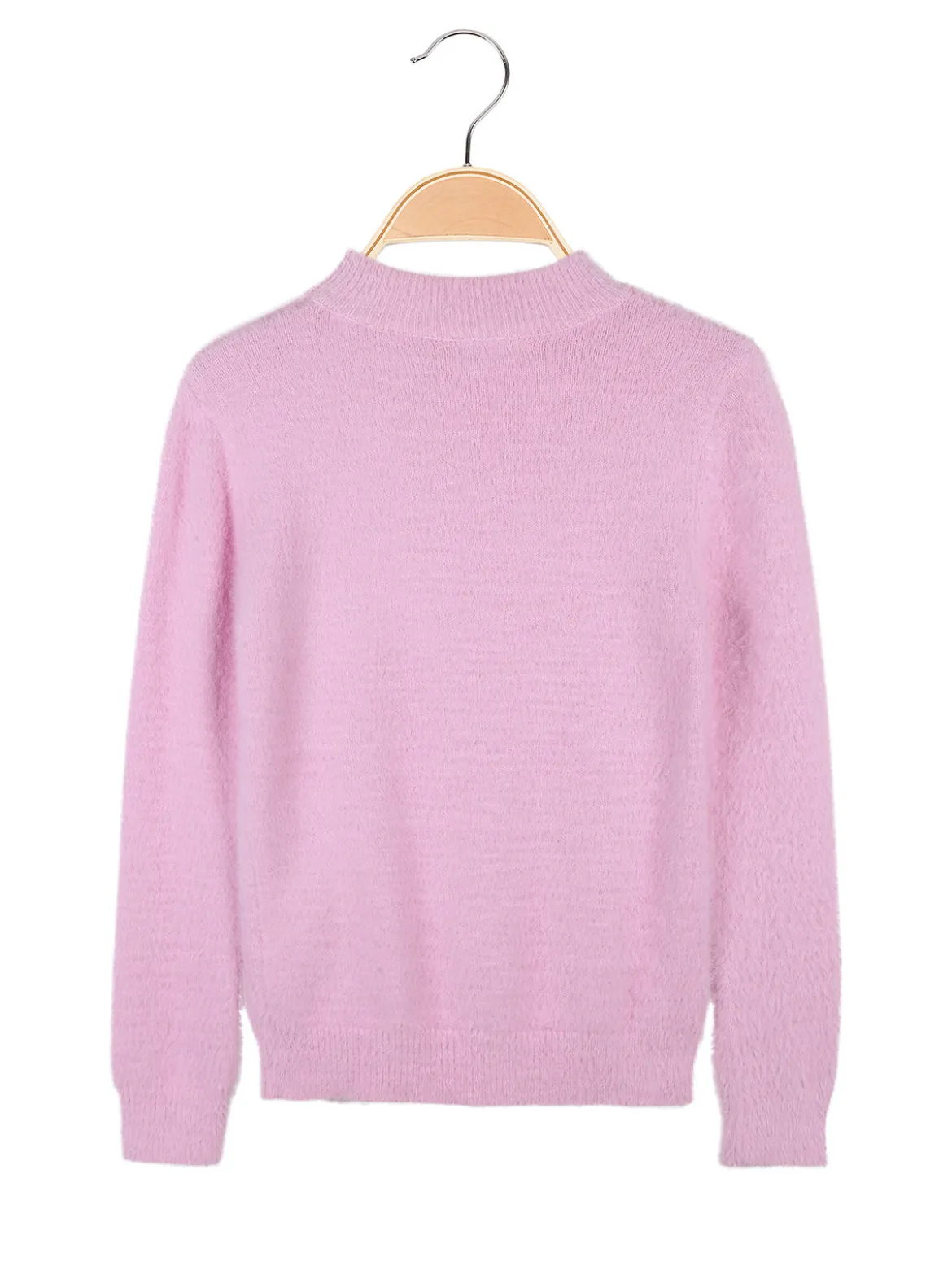 Pink Baby Maglione da bambina peloso con collo a lupetto
